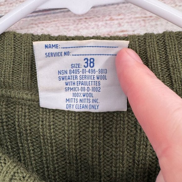 DSCP Valor‎ Collection Rib Knit Wool Commando Sweater Men's Size 38 Green - Picture 8 of 13